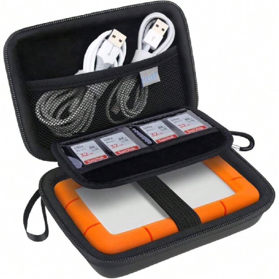 Estuche de transporte para disco duro para LaCie Rugged/Rugged Mini/Rugged Thunderbolt USB-C External Hard Drive Portable HDD LAC9000298 1TB 2TB 4TB 5TB EVA Bolsa protectora de transporte, Negro,36735432 - Neón/Fluorescente - Ver 1