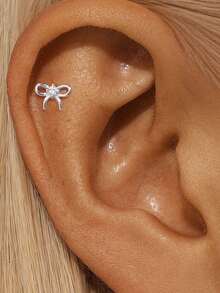 EleRunis 1PC 0.1ct Moissanite Diamond 925 Sterling Silver Eight-Pointed Star Butterfly Studs 18K Gold Plated Flat Back Cartilage Helix Piercing Bridal Jewelry For Daily Wear Wedding Party Engagement Anniversary Valentine's Day - Silver - View 13