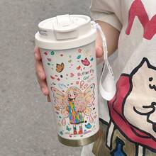 1PC530ml, Eight Different Styles Of Insulated Cups. Full Of Modernity, Personalized, And Cuteness, There Are Van Gogh's Artistic Starry Sky, Butterfly Girl, Skeleton Plants, Line Green Flowers Drems. Many Different Styles, Suitable For Holidays And Personalization. Suitable For Outdoor Sports Carrying, Camping, Walking, Playing Ball, And Home Use. - Multicolor - View 7
