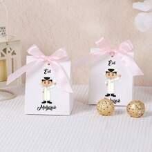 10pcs Eid Mubarak Paper Gift Box Cartoon Muslim Kid Pattern With Ribbon Bow Eid Al-Fitr Candy Chocolate Packaging Box For Festival Party - Eid Al-fitr Mini Standee - View 8