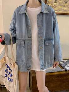 Women Denim Jackets & Coats - Blue - View 3