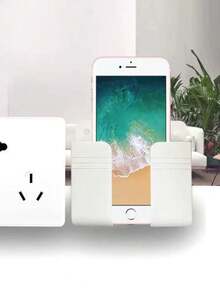 1 قطعة حامل هاتف مثبت على الحائط بدون ثقب، صندوق تخزين متعدد الوظائف لجهاز التحكم عن بعد، حامل شحن هاتف مثبت على الحائط، رف شحن وتخزين بجانب السرير، ديكور منزلي، مناسب لتخزين الهاتف في غرفة النوم، تخزين جهاز التحكم عن بعد، تخزين في الحمام - متعدد الألوان - مشاهدة 12