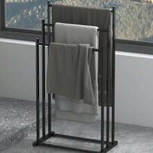 1pc Modern 3-Tier Freestanding Towel Rack - Heavy Duty Floor Standing Bathroom & Pool Drying Rack, Space Saving Multifunctional Storage, Suitable For Indoor/Outdoor, No Installation Required - Black - View 5