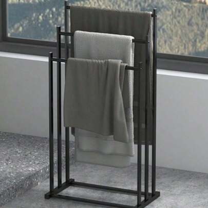 1pc Modern 3-Tier Freestanding Towel Rack - Heavy Duty Floor Standing Bathroom & Pool Drying Rack, Space Saving Multifunctional Storage, Suitable For Indoor/Outdoor, No Installation Required