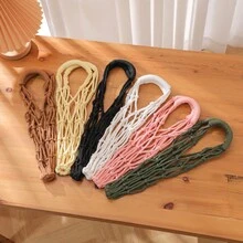 1pc Valentine's Day Portable Cup Net Bag Sleeve, Handmade Woven Carry Pouch, Suitable For Milk Tea, Coffee, Water Cups And Other Cup Accessories, Spring Summer Picks, Brides Maid Gifts, Room, Bedroom Decor, Beach, Travel, For Men, For Women, Vacation, Women's Day, Travel Essentials, Wedding Favors, Y2k, Bedroom, Car Accessories Women, Kitchen Decor - Multicolor - View 2