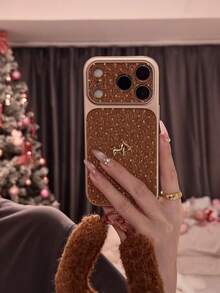 Textured Gold Horse Design 17 Pro Max Phone Case, Creative Niche Women's Silicone Protective Cover With Chain Compatible With Iphone 17, 16 Pro, 15, 14 - Gold - View 6