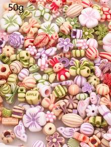 树脂复古ins风水水洗刷彩系列珠子外星人珠，DIY手工饰品珠子项链、手链、手机链材料 - 彩色 - 查看 9