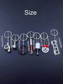 Car Parts Keychain Set, Metal Brake Disc, Gasket, Manual Gearbox, Piston, Rotor Engine Pendant,Car Key Ornament, Key Ring Strap Accessory,Party Gifts - Multicolor - View 8