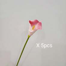 5支/10支仿真马蹄莲花束，逼真假花，适用于派对、花园、客厅、卧室、餐桌、办公室装饰，适合春夏、万圣节、感恩节、秋季、情人节、生日、毕业礼物（黄橙色）