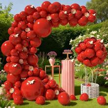 120pcs Balloon Garland, Assorted Size Balloons For Birthday, Party, Graduation, Wedding Decoration, Atmosphere Background, Party Supplies - Red - View 5