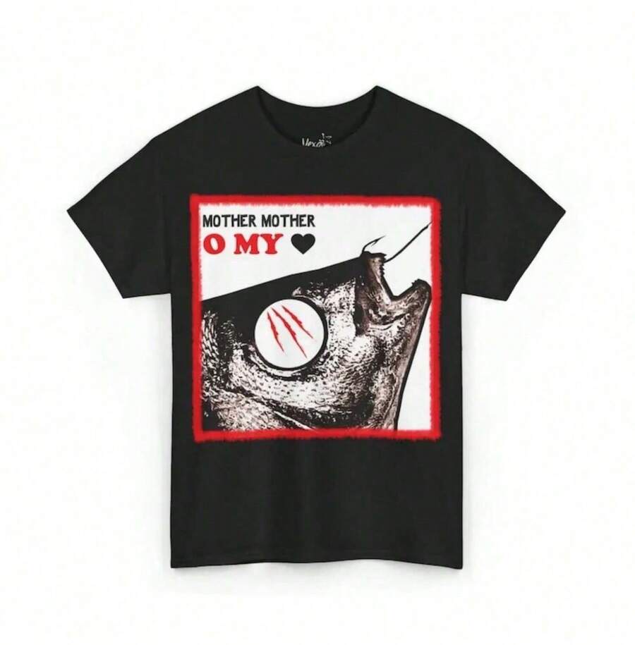 Mother Mother Band T-Shirt Hayloft Printed T-Shirt O My Heart T-Shirt Design T-Shirt Unisex Street Casual Cotton Oversized Top - 黑色 - 查看 1