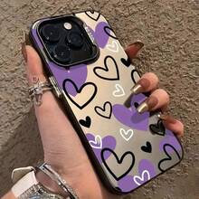Funda de Teléfono Láser Negra Púrpura, Negra y Blanca en Forma de Corazón, Adecuada para Samsung Galaxy A02 A03S A04 A05S A06 A13 A14 A15 A16 5G A21S, Funda Completa a Prueba de Caídas A22 A23 A24 A25 A32 A34 A35 A50 A52 A53 A54 A55 A73 S21 Ultra S22 Plus S23+ - Estilo 1 (1 pieza) - Ver 5