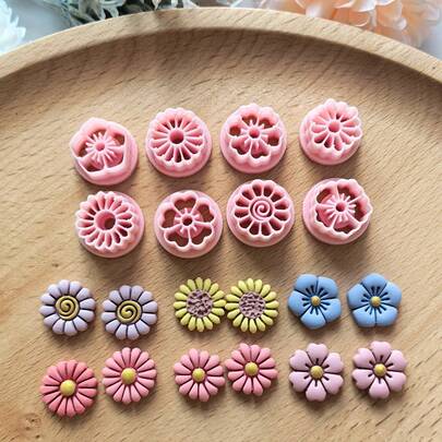 1pc/8pcs Mini Cute Assorted Flower Shaped Soft Clay Mold High Precision Cutter Mold For Beginner DIY Handmade Gift Pendant Earrings Jewelry