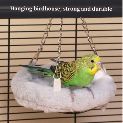 1pc Hanging Bird Nest, Parrot Nest, Bird Warmer Nest, Hanging Bird House, Warm & Comfortable, Reversible, All-Season Use, Warm Overwintering Tiger Lily Small Sun Sleeping Nest Bird Supplies, Winter Hanging Parrot Nest Cotton Nest, Available In 2 Colors And 2 Sizes