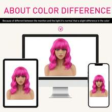 Women'S Short Curly Wig With Bangs - Rose Red,14-Inch Density Curly Wave Synthetic Wig For Halloween, Cosplay, Music Festivals, Back To, Christmas & Anime Parties - Unisex Adult Fashion Accessory, Short Hair Wig, Party Hairpiece, Comfortable Rose Net, Festival Hairpiece, Cosplay Enthusiasts - Nhiều màu - Xem 8