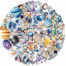 50PCS Transparent Stickers Cartoon Planet Stickers Space Stickers Astronaut Stickers Funny Graffiti Stickers For Water Bottle, Hydroflask, Guitar, Luggage, Phone, Case, Laptop, Skateboard, Gift - Multicolor - View 1