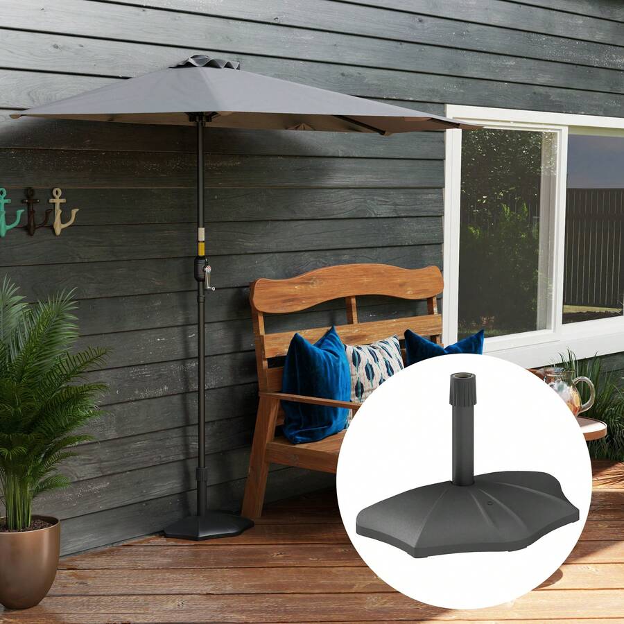 Outsunny 28 Lbs Concrete Half Patio Umbrella Base Stand, Patio Umbrella Stand For 1.26"/1.34"/1.5" Umbrella Poles, Half Umbrella Base For Outdoor, Lawn, Poolside, Black - 黑色 - 查看 1