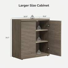 SICOTAS Buffet Cabinet With Storage Accent Sideboard Modern Credenza With Doors & Shelves Fluted Media Console Mid Century Coffee Bar Table For Living Room Kitchen Dining Room Hallway - 灰榿木 - 查看 2