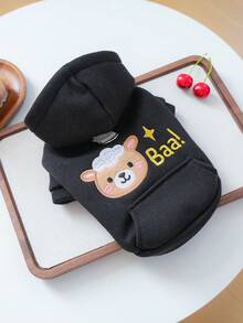 1pc Pet Clothes, Dog/Cat Apparel For Poodle, Teddy, Small Dogs & Cats, Casual & Fashionable, Cute & Comfortable, Warm Fleece Hoodie - Black Sheep - Black - View 11