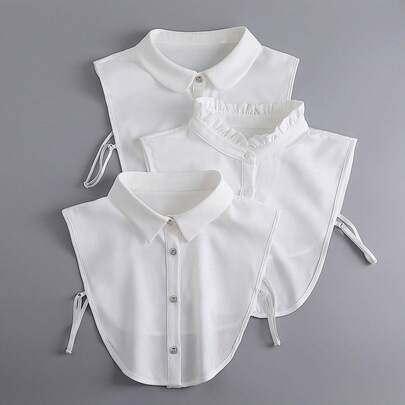 1pc Women's Casual Basic Minimalist Collar Detachable White Lace Collar, Stand Collar, Round Collar