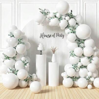 122 piezas Juego de arco de globos de látex blancos, adecuado para fiesta de cumpleaños, Día de San Valentín, propuesta, boda, graduación, despedida de soltera, aniversario, carnaval, Año Nuevo, decoración interior/exterior, Navidad, celebración, decoración para todas las estaciones