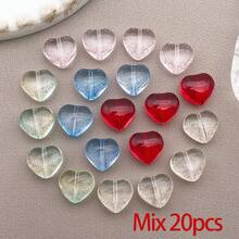 20pcs Heart Transparent Glass Beads Valentine's Day Glass Heart Crystal Spacer Loose Beads For Women DIY Jewelry Making Craftings Bracelets Necklaces Earrings Beading Projects - Multicolor - View 35