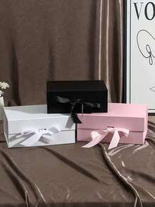 Foldable Thick Cardboard Gift Box, Rectangular, Magnetic Lid, With Ribbon, Gift Packaging Box, Suitable For Groomsmen, Proposal, Wedding, Holiday, Birthday Gift Wrapping - Multicolor - View 6