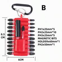 22pcs/Set Electric Screwdriver Bit Set, Black Magnetic Sleeve Bits, Hex, Torx, Slotted Bits Storage Rack - Multicolor - View 9