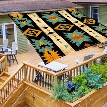 1件装 2D数码印花几何条纹户外遮阳布，带印花图案，防风，可拆卸，轻便，半遮光，防尘耐磨 - C - 查看 8