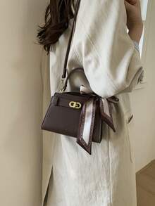 Mini Fashionable Versatile Solid Color Casual Handbag For Women - Coffee - View 4