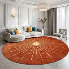 Sunburst Pattern Rust Color Round Area Rug Cute Indoor Rugs Washable Non Slip Boho Circle Rug Ultra Soft Oriental Vintage Rust Low Pile Small Circular Carpet For Bedroom Entryway Office College Dorm Living Room - A - 查看 4