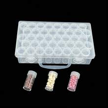 一套40格圆形瓶珠首饰收纳盒，多功能钻石画和首饰收纳盒 - 透明塑料收纳盒，带可拆卸瓶子，适用于DIY工艺品、美甲和配件