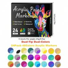 168pcs Dual-Tip Dual-Color Acrylic Marker Pens, DIY Hand-Painted Watercolor Pens, Art Stationery Set, Rich Colors, Strong Coverage, Quick-Drying, Water-Resistant, Suitable For Various Art Creations - Sets - View 13