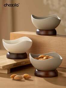 choxila 1/2/3件套陶瓷木底甜点杯、椰枣碗、冰淇淋碗、干果托盘、盘子、巧克力盘，适用于家庭、派对、餐厅、咖啡馆、婚礼、斋月等场合。 - 碗 - 查看 4