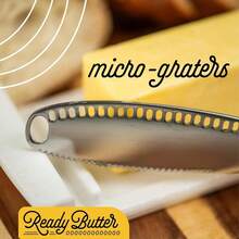 Ready Butter - Cuchillo 3 en 1, acero inoxidable dentado con agujeros en la hoja, esparcidor de mantequilla fría, rizador y micro rallador, apto para lavaplatos - 1 - Ver 6