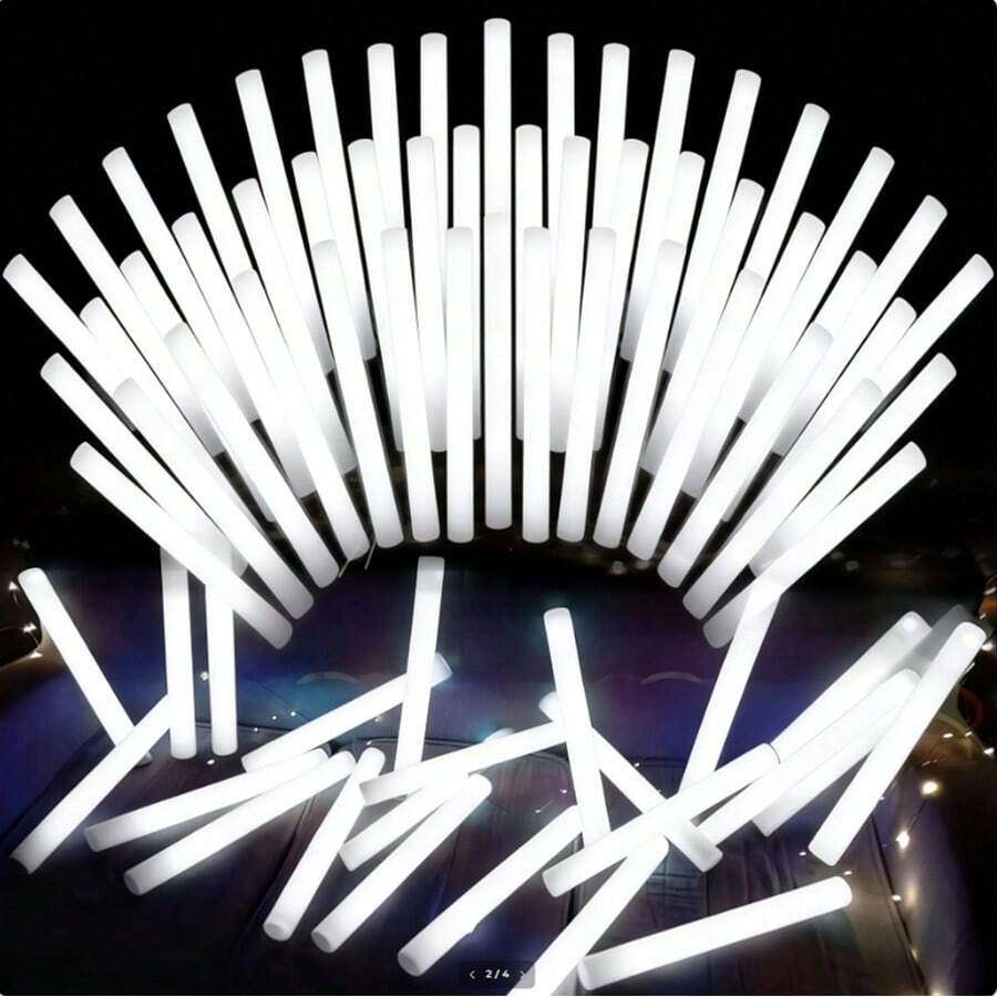 120 Pieces Of Loose Glow Sticks, LED Foam Stick Glow Batons, Party Gifts, 3 Modes, White Flashing, Night Light Party Supplies, Suitable For Parties, Weddings, Birthdays, Concerts, Halloween, Christmas, Mother's Day - 銀白色 - 查看 1