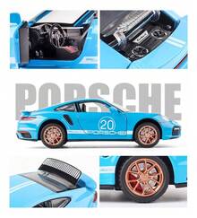 TendenciaColeccion De Escala Coche Juguete  911 Con Luz 1:32Calidad premium - Negro - Ver 9