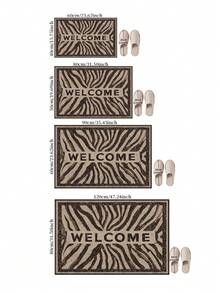 1pc Brown Zebra Pattern "WELCOME" Doormat, Suitable For Living Room, Bathroom, Bedroom, Patio, Entryway, Home Decor Versatile, Doormat, Small Rug, Welcome Mat, Carpet - Multicolor - View 5