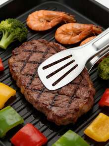 不锈钢开槽食物夹，耐热锁扣食物夹，适用于烧烤、沙拉、开胃菜、自助餐、烤肉、露营 - 彩色 - 查看 2