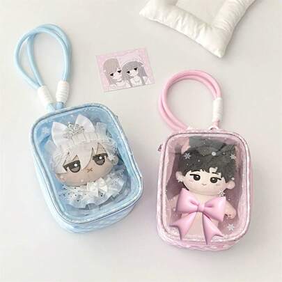 1pc 11cm Anime Figurine PVC Transparent Storage Bag Large Capacity Winter Snowflake Handbag Charm Suitable For Bags Daily Commute Gatherings Holidays Gifts Etc. Kawaii
