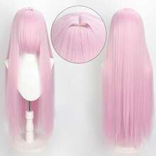 40英寸短款合成假发，带刘海，男女通用，适合男士佩戴，层次感直发，无胶耐热纤维，高密度，外观自然