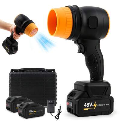 Leaf Blower Cordless, 600000RPM Handheld Electric Leaf Blower Lightweight With 2 Batteries & Charger For Snow, Patio Cleaning, Lawn Care, Blowing Leaves, Dust, Snow,UK