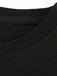 Camiseta gráfica casual de estilo callejero para hombre, nuevo estilo de verano, corte holgado, algodón puro, camiseta de manga corta de marca de moda, casual y versátil, camiseta holgada de manga corta con cuello redondo, deportiva casual con estampado simple y creativo de moda para hombre, talla de hombre lista para usar, camiseta de calle de moda casual para hombre, regalo para amigos. - Negro - Ver 2
