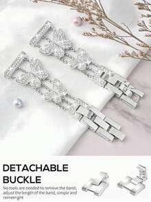 1条女士时尚金属蝴蝶表带，20mm/22mm，休闲表带，兼容三星Galaxy Watch3/45/6/7/8（41mm/45mm）/Galaxy Active2/Gear，兼容Amazfit GTR 2/3/4，时尚智能手表GT/GT2替换表带（42mm/46mm），兼容Amazfit GTS 2/2e/2mini/4 Mini，智能手表替换表带，送给朋友、家人的礼物，情人节礼物，生日礼物