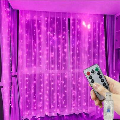 3x2m/118x78inch USB Powered LED Curtain Lights, Multiple Lighting Modes, Fairy Tale Lights, Suitable For Christmas, Valentine's Day, Eid, Easter, Mother's Day, New Year, Party, Wedding, Bedroom Decor
