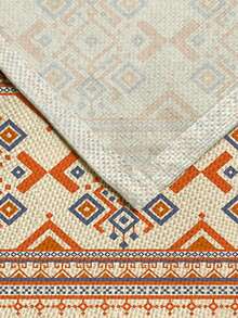 1pc Geometric Pattern Printed Table Runner, 4pcs Geometric Pattern Printed Placemats, Suitable For Holidays, Parties, Birthdays, Dinners, Kitchen & Dining Room Table Decor, All Season Home & Living Decor - Multicolor - View 3