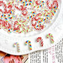 100Pcs Christmas Candy Cane Nail Charms Christmas Candy Nail Rhinestone Colorful Christmas Candy Cane Resin Nail Accessories Jewelry Gems Cute Winter Xmas Nail Supplies For Women Manicure Decoration,Blue - Blue - 查看 5