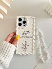 Minimalist White Slogan Element TPU Pearl Bow Element Novelty Shock-Proof Lanyard Woven Wavy Edge High-End Floral Branch Text Line YOU ARE GOD'S Masterpiece Colorful Painting Phone Case, Comes With Decorative Beaded Bracelet, Compatible With IPhone 17 Pro/17 Air/17/17 Pro Max, 16/11/16 Pro/16 Plus/16 Pro Max/16 E/15 Pro Max/13/14/12/XS/XR/7G/8 Plus/XR/7/8; Colorful Painting TPU Shock-Proof Soft Case, Compatible With IPhone 15 Pro Max, 13, 14, 11, X, 12/14 Spring Gift Easter Birthday Anniversary Mom 12/14. - Multicolor - View 7