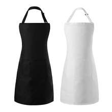 Tosewever 2 Pack Adjustable Bib Apron, Waterdrop Resistant Aprons With 2 Pockets CooFKing Kitchen Restaurant Aprons For Women Men Chef, BBQ Drawing Crafting Outdoors (Polyester - Black & White, 2) - 聚酯纖維-黑白 - 查看 2