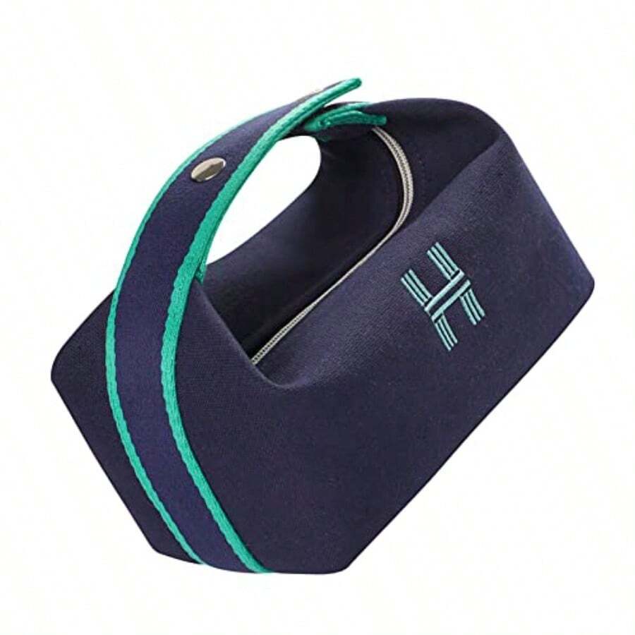 XGTBolso de Maquillaje Portátil de Gran Capacidad de Lona Impermeable con Asa para ajes Al Aire Lie Azul - Azul - Ver 1